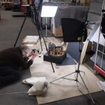 Freek maakt foto´s van de maquettes